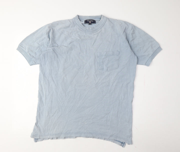Pull & Bear Men's Blue Crew Neck T-Shirt, Size L