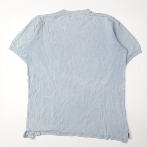 Pull & Bear Men's Blue Crew Neck T-Shirt, Size L