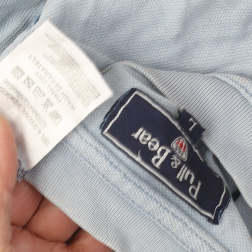 Pull & Bear Men's Blue Crew Neck T-Shirt, Size L