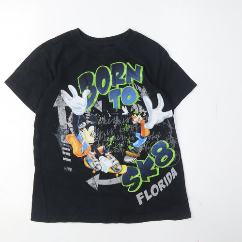 Disney Boys Black Goofy Skateboarding T-Shirt, Size M