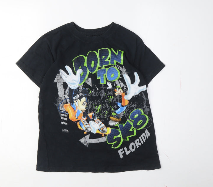 Disney Boys Black Goofy Skateboarding T-Shirt, Size M