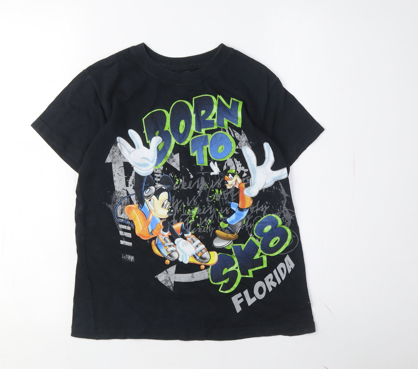 Disney Boys Black Goofy Skateboarding T-Shirt, Size M