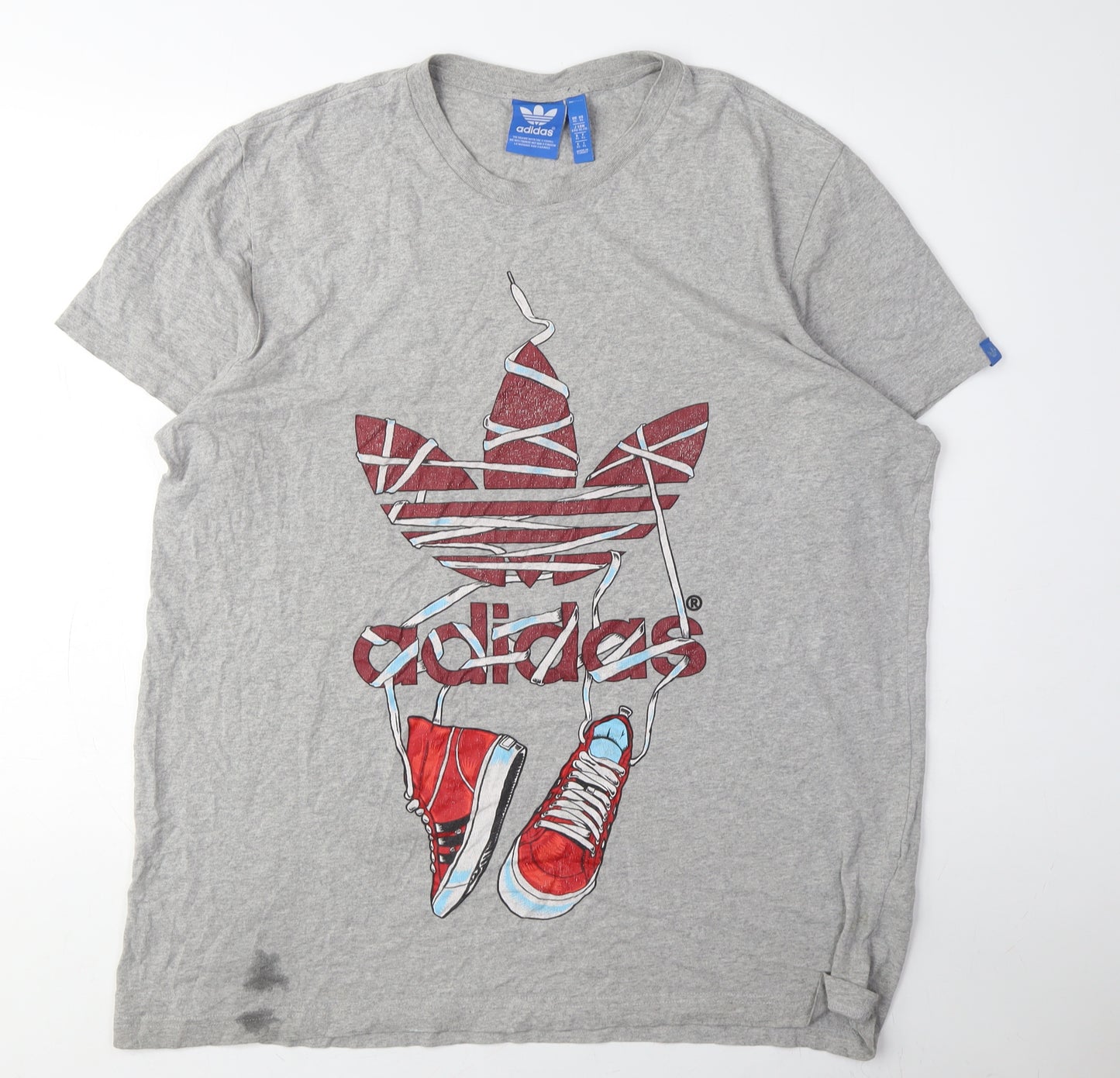 Adidas Men's Grey Graphic Print T-Shirt Size L