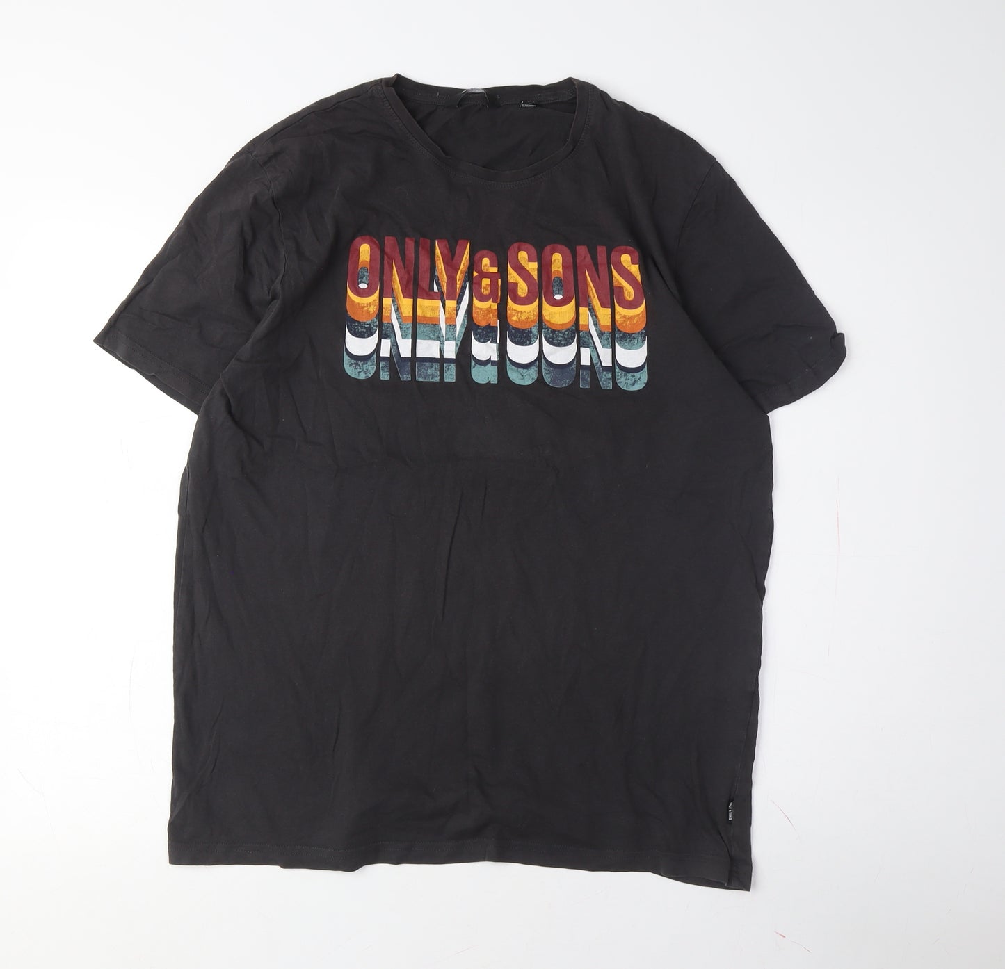 Only & Sons Men's Black Graphic Print T-Shirt XL