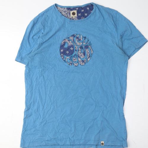 Oxbow Men's Blue Retro Graphic Print T-Shirt M