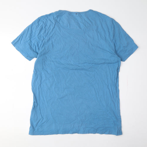 Oxbow Men's Blue Retro Graphic Print T-Shirt M