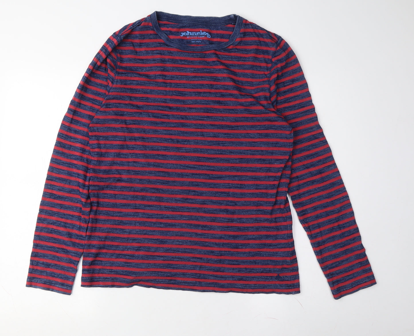 Johnnie B Boys Red Blue Striped Long Sleeve T-Shirt Size 15-16