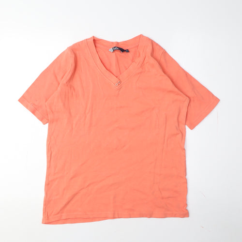 Isle Women's Orange V-Neck Basic T-Shirt M
