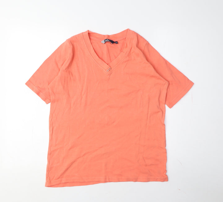 Isle Women's Orange V-Neck Basic T-Shirt M