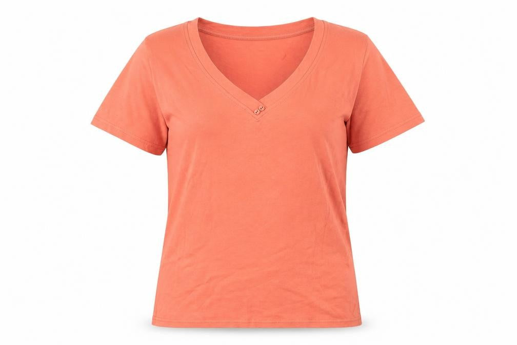 Isle Women's Orange V-Neck Basic T-Shirt M