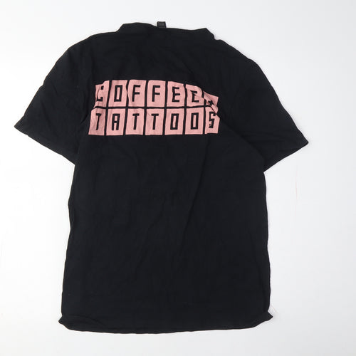 Anvil Neon Wolf Black Cotton T-Shirt, Size S