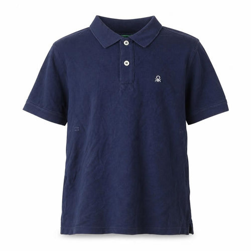 Benetton Boys Blue Polo Shirt, Size 11-12, Short Sleeve