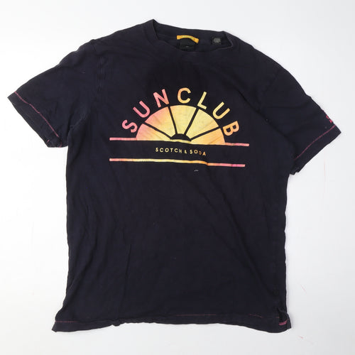 Scotch & Soda Unisex Black Large Sunclub T-Shirt Jersey Style
