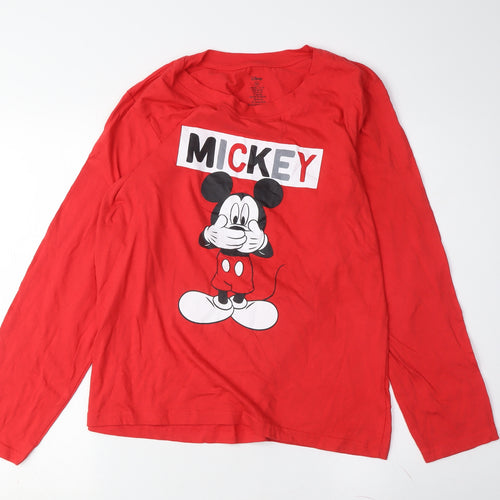 Disney Unisex Red Mickey Mouse Long Sleeve T-Shirt UK 12