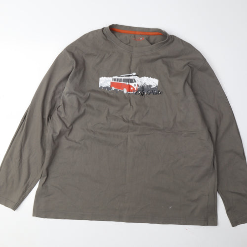 Mountain Life Green Long Sleeve Graphic Men's T-Shirt Size L