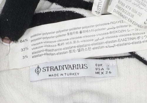 Stradivarius Women’s White Striped Off Shoulder Top Size 8