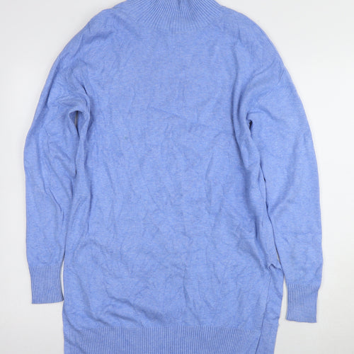 Marks and Spencer Women's Blue Mock Neck Jumper XS