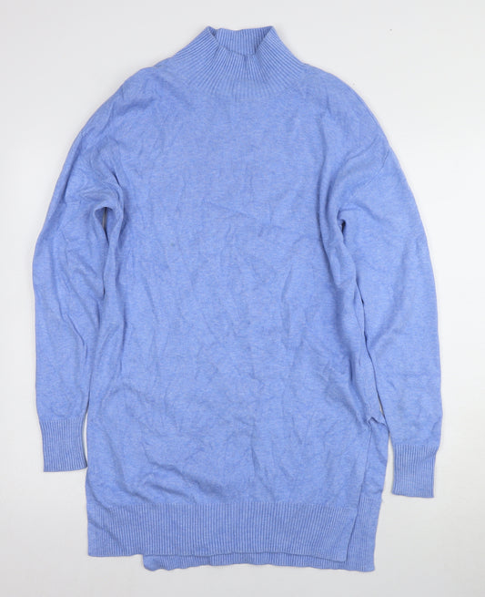 Marks and Spencer Women's Blue Mock Neck Jumper XS