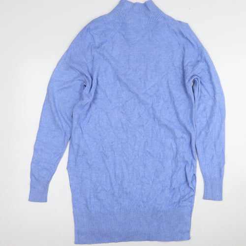Marks and Spencer Women's Blue Mock Neck Jumper XS