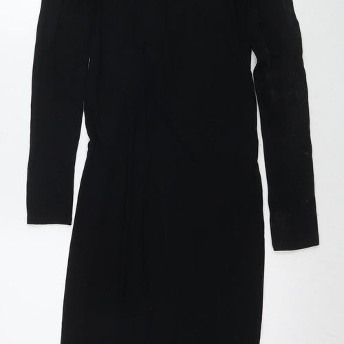 Topshop Women's Black Bodycon Dress, Size 10, Long