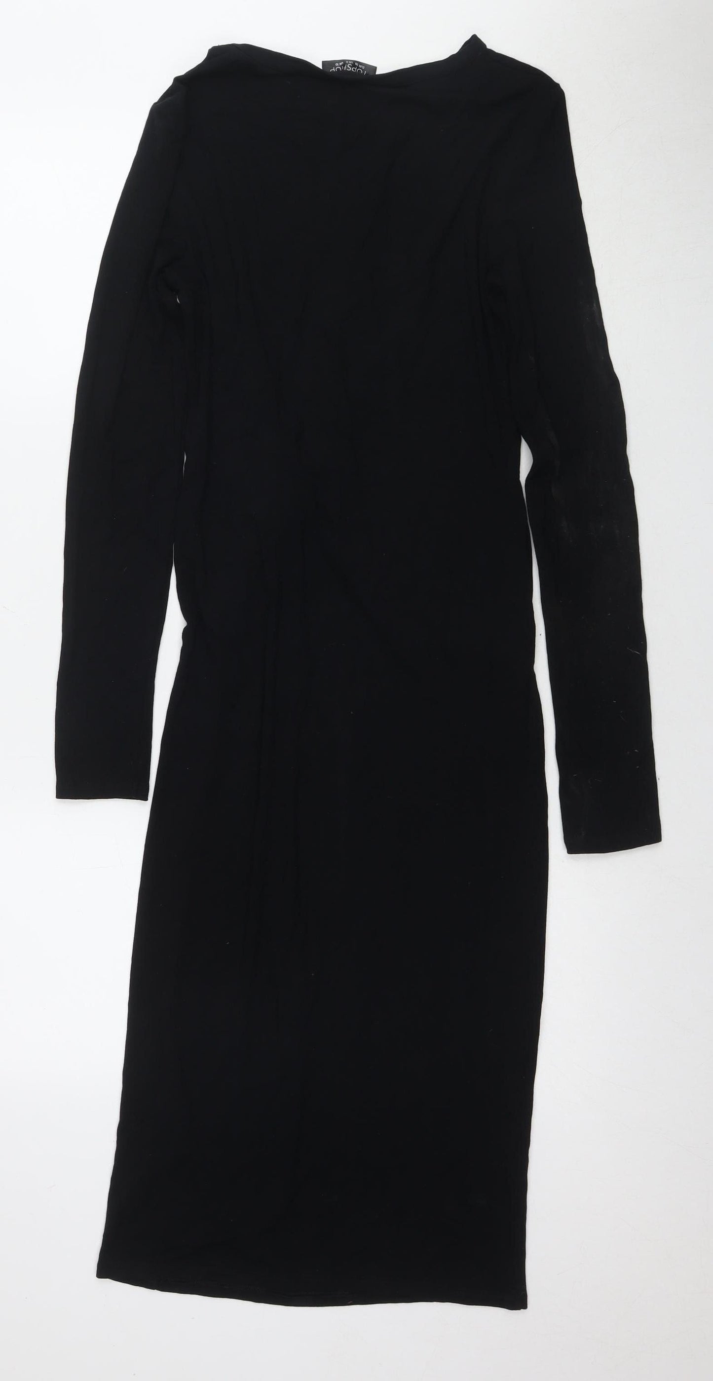 Topshop Women's Black Bodycon Dress, Size 10, Long