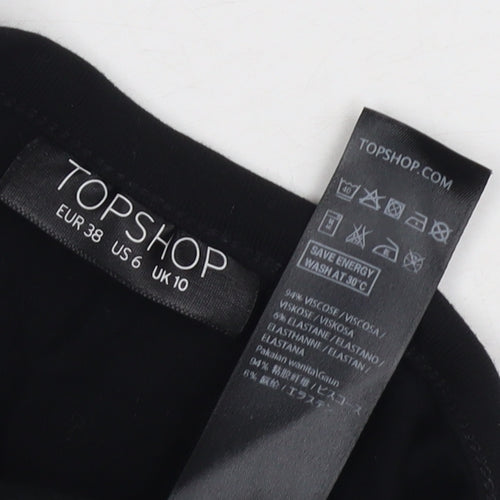 Topshop Women's Black Bodycon Dress, Size 10, Long
