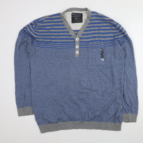 Next Men's Blue Striped Henley Jumper XL