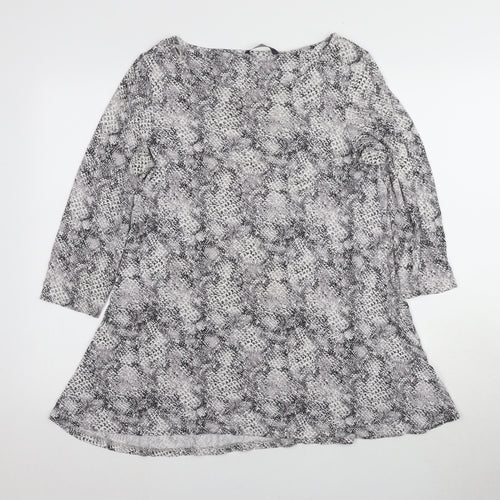 Marks and Spencer Grey Animal Print Tunic, Size 14, 3/4 Sleeve