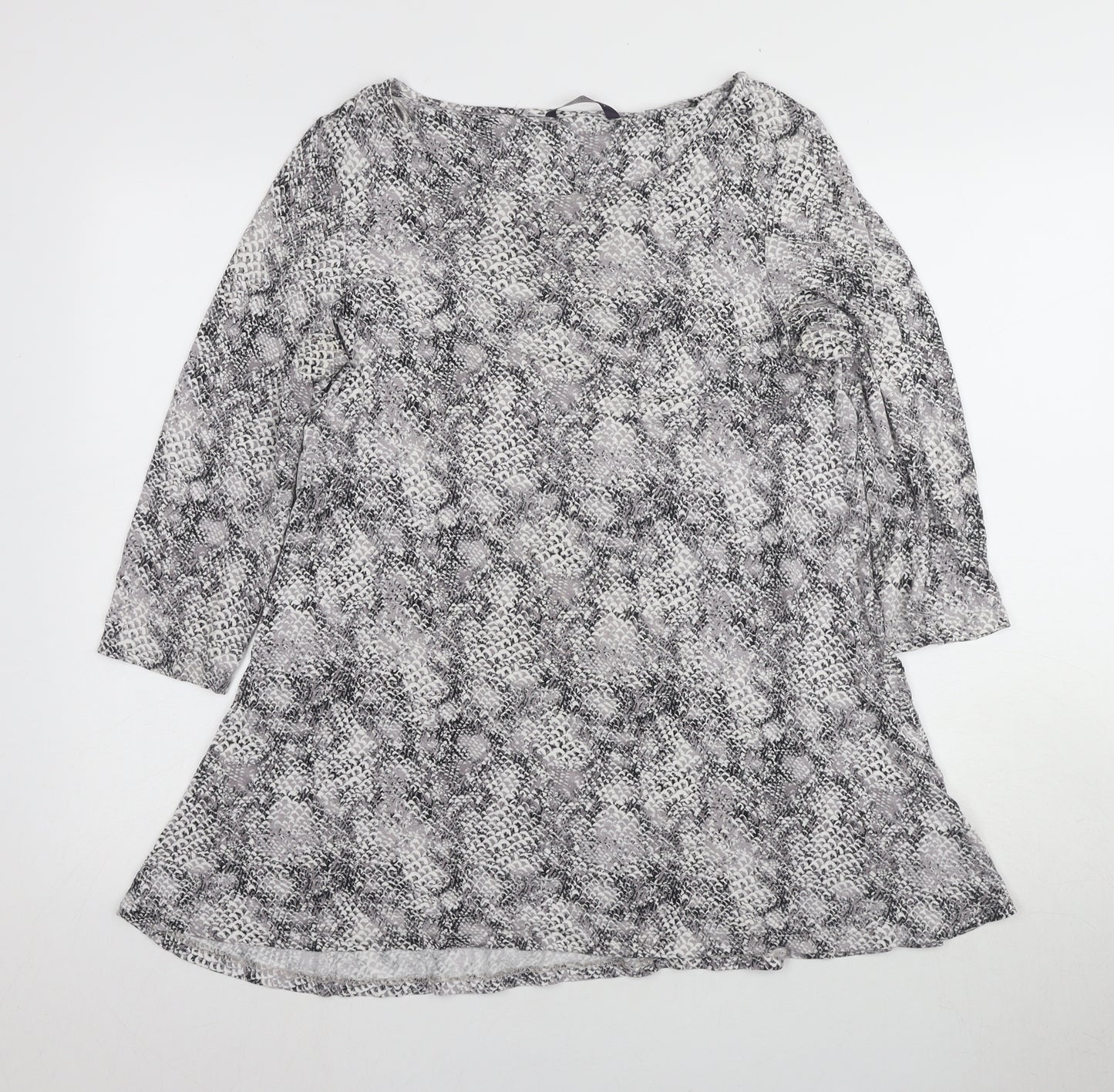 Marks and Spencer Grey Animal Print Tunic, Size 14, 3/4 Sleeve