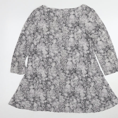Marks and Spencer Grey Animal Print Tunic, Size 14, 3/4 Sleeve