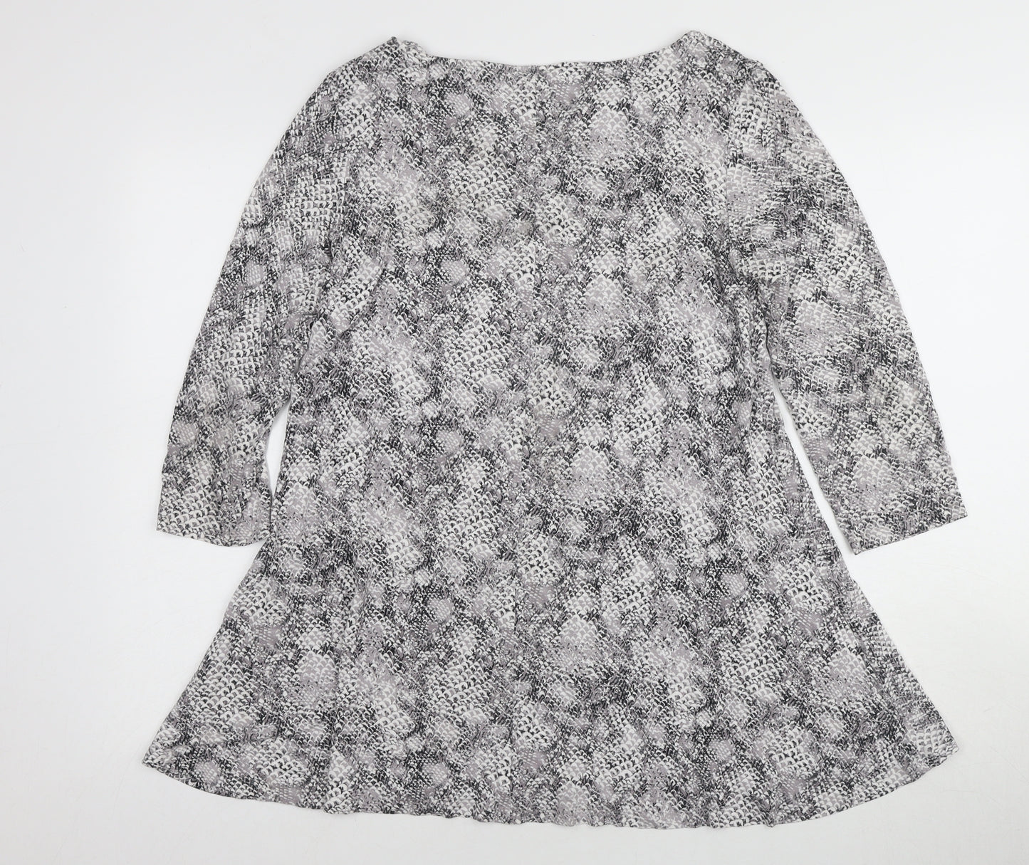Marks and Spencer Grey Animal Print Tunic, Size 14, 3/4 Sleeve