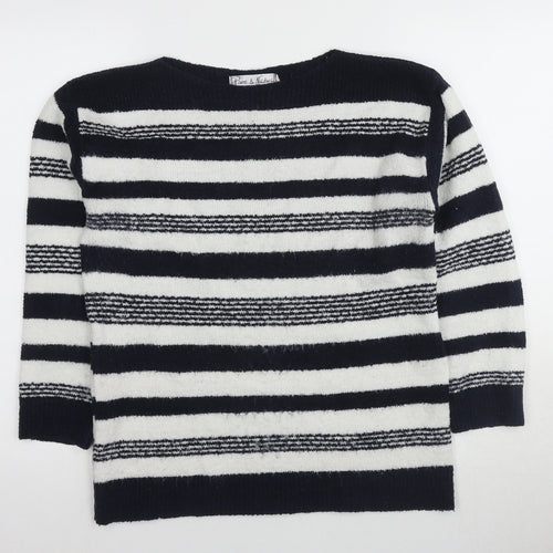 Pure & Natural Women's Black Stripe Pullover Jumper M