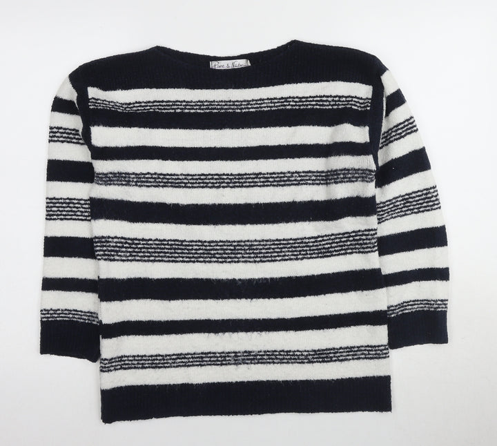 Pure & Natural Women's Black Stripe Pullover Jumper M