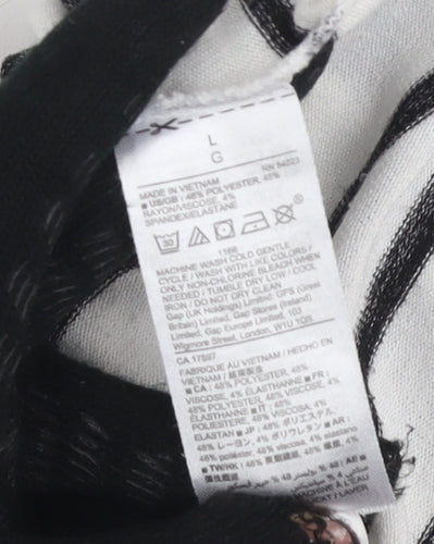 GAP Women's Striped Tank Top Black/White Size L
