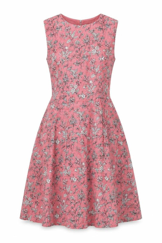 Front view of Gap Women's Pink Floral A-Line Dress, size 6