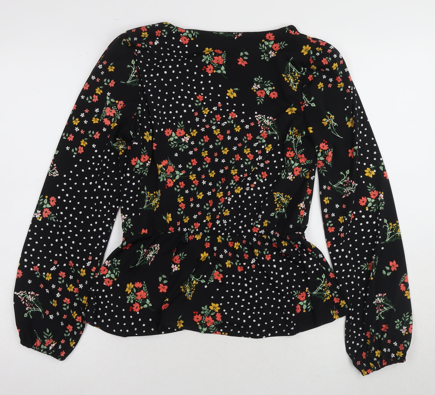 Oasis Women's Black XS Floral Long Sleeve Blouse