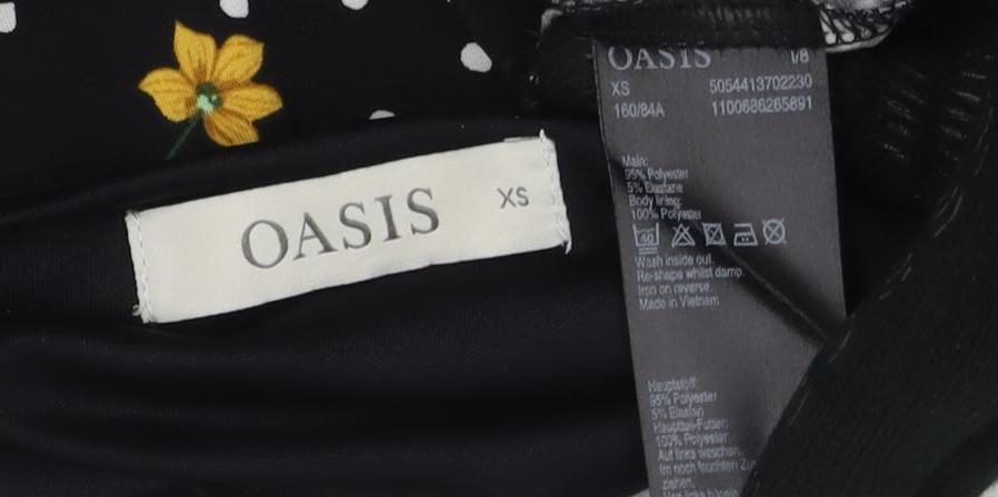 Oasis Women's Black XS Floral Long Sleeve Blouse