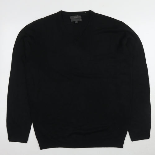Marks and Spencer Men's Black XL Cashmere V-Neck Jumper