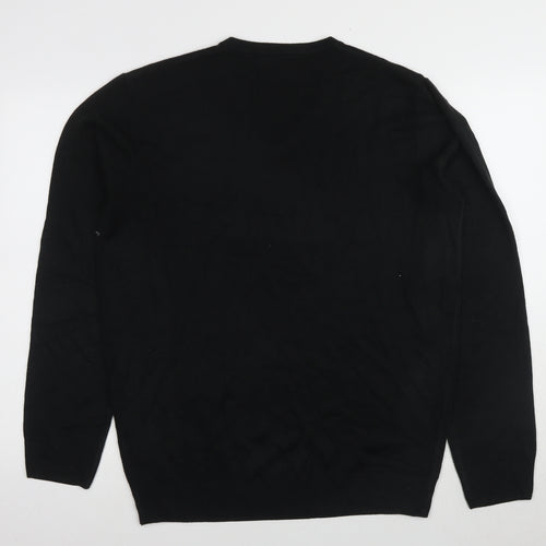 Marks and Spencer Men's Black XL Cashmere V-Neck Jumper