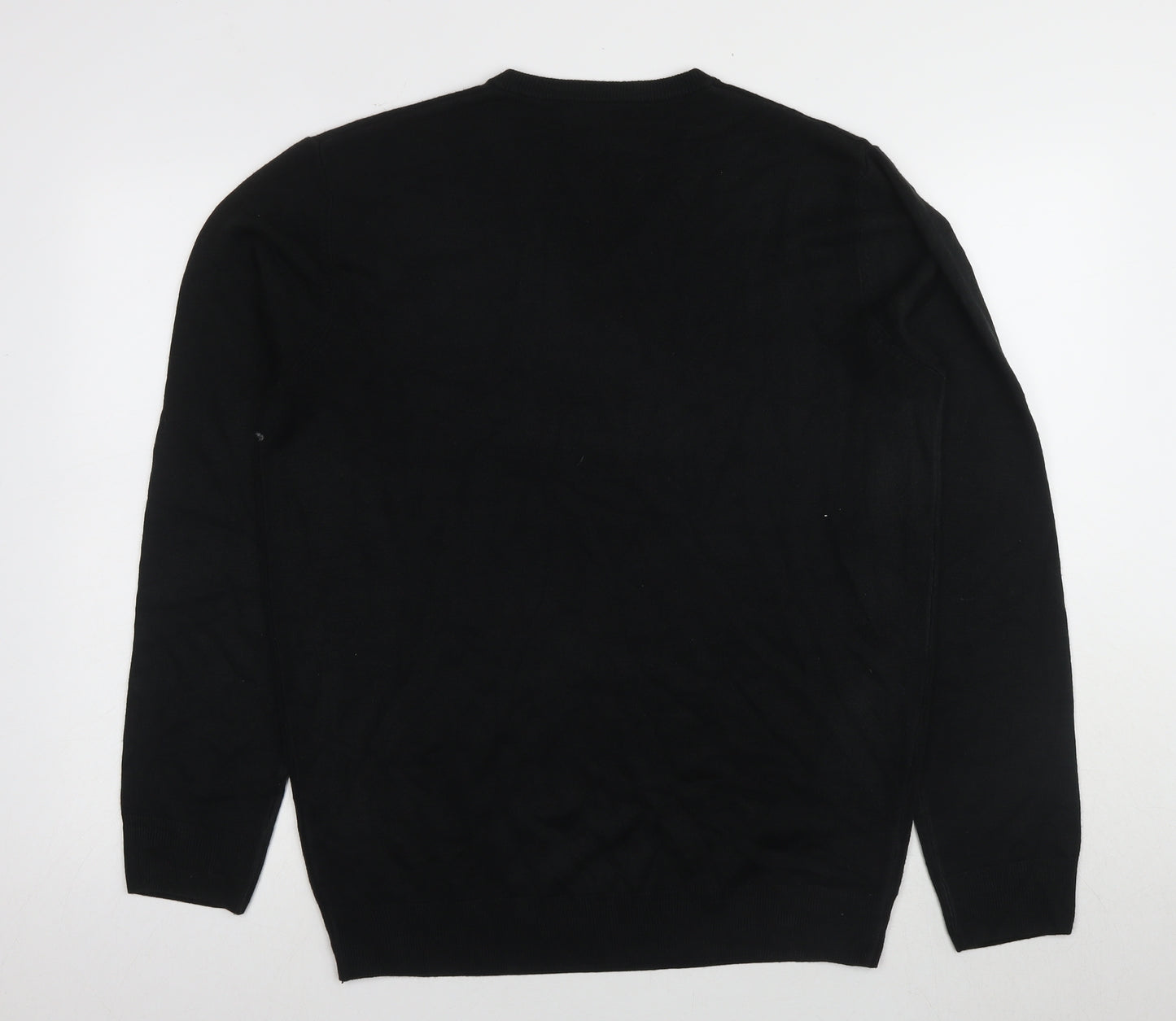 Marks and Spencer Men's Black XL Cashmere V-Neck Jumper