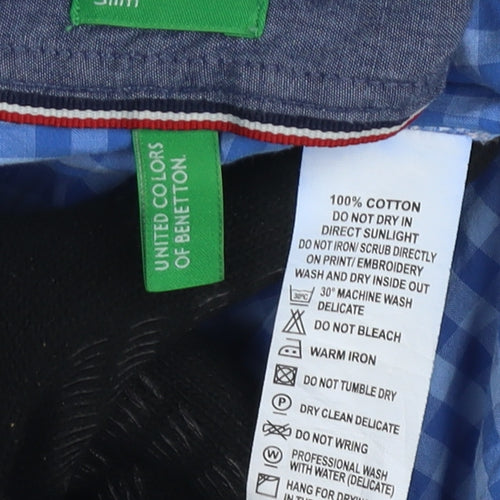 United Colors of Benetton Men's Blue Check Shirt S