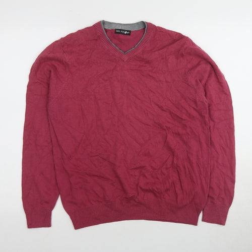 Marks and Spencer Men's Red V-Neck Jumper M