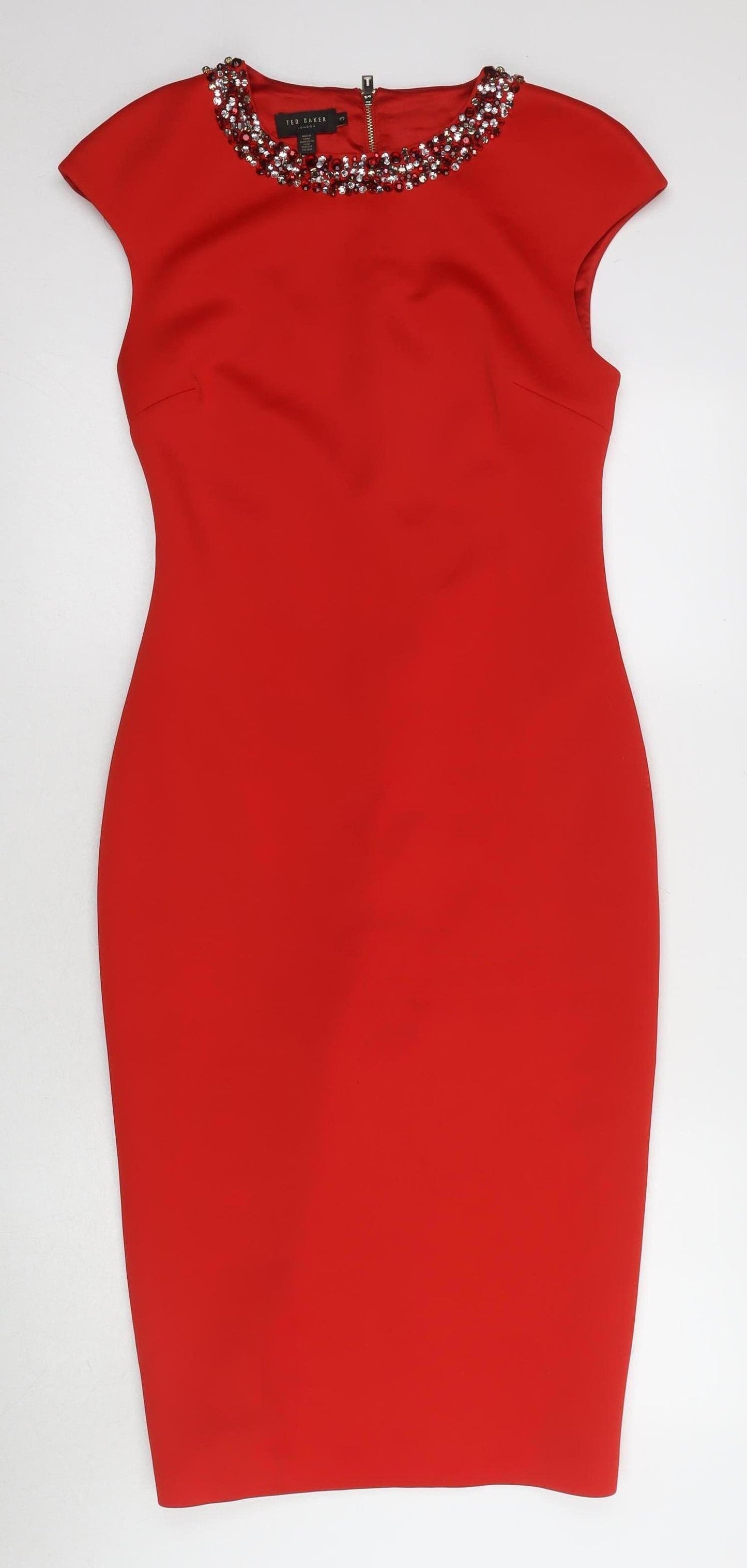 Ted Baker Women's Red Sheath Dress, Size 3, Formal Wear