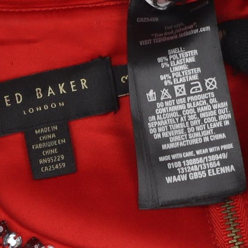 Ted Baker Women's Red Sheath Dress, Size 3, Formal Wear