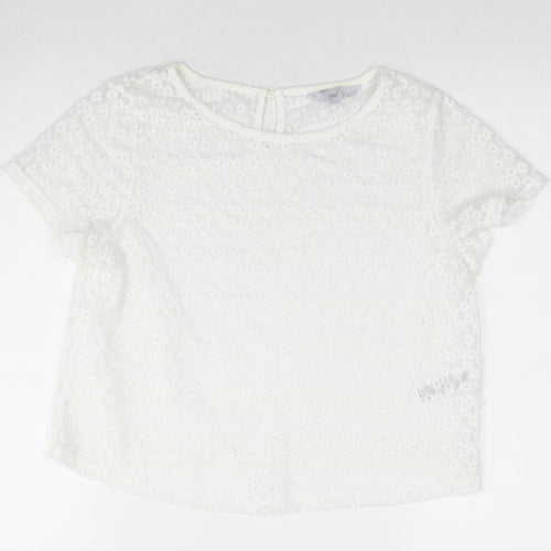 Red Herring Women's White Floral Lace Blouse Size 12