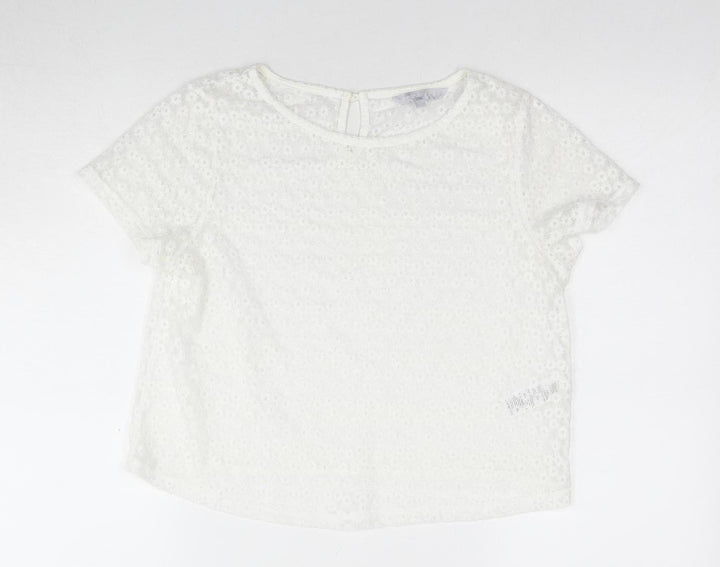 Red Herring Women's White Floral Lace Blouse Size 12