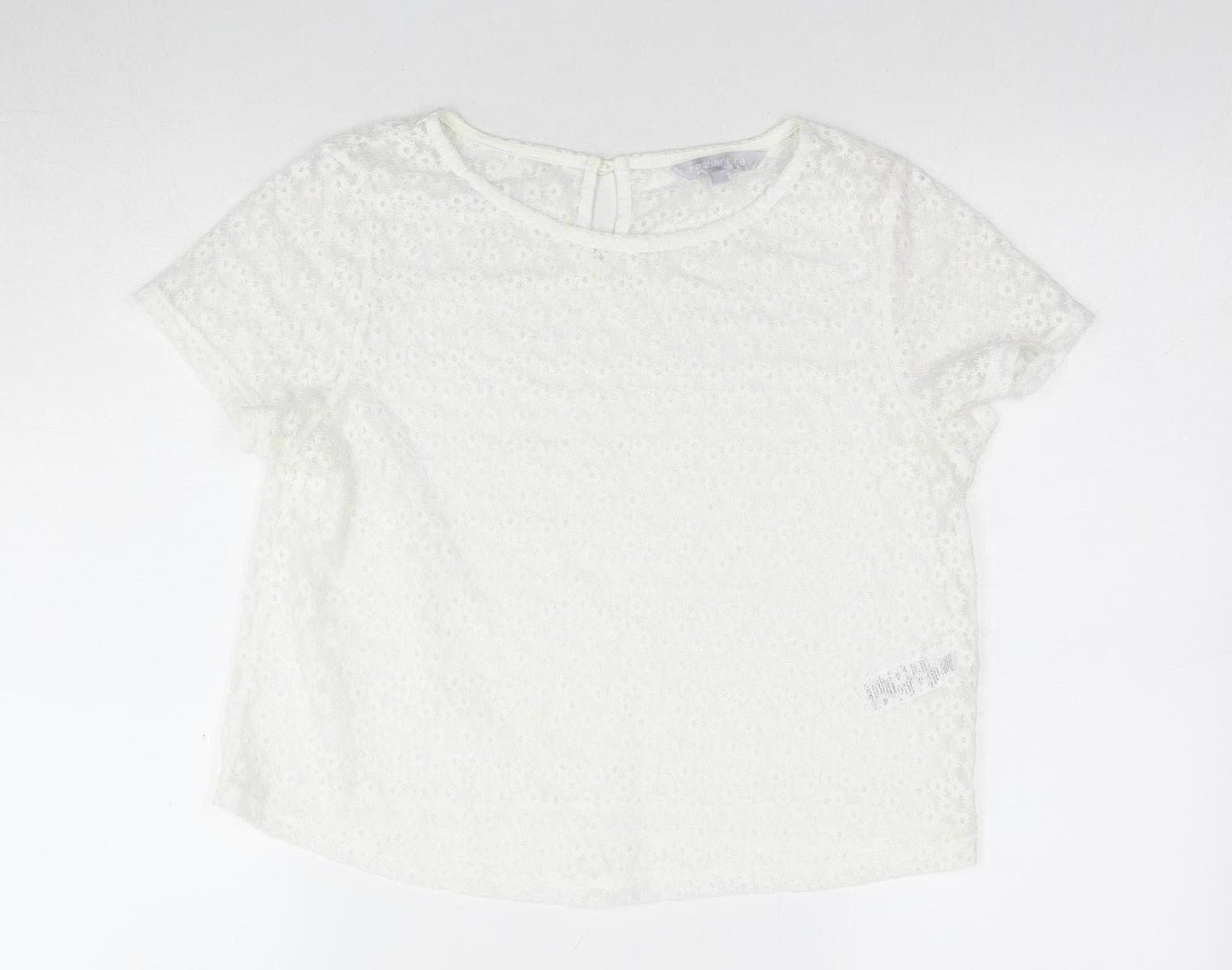 Red Herring Women's White Floral Lace Blouse Size 12