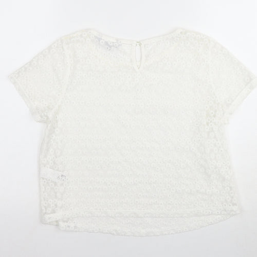 Red Herring Women's White Floral Lace Blouse Size 12
