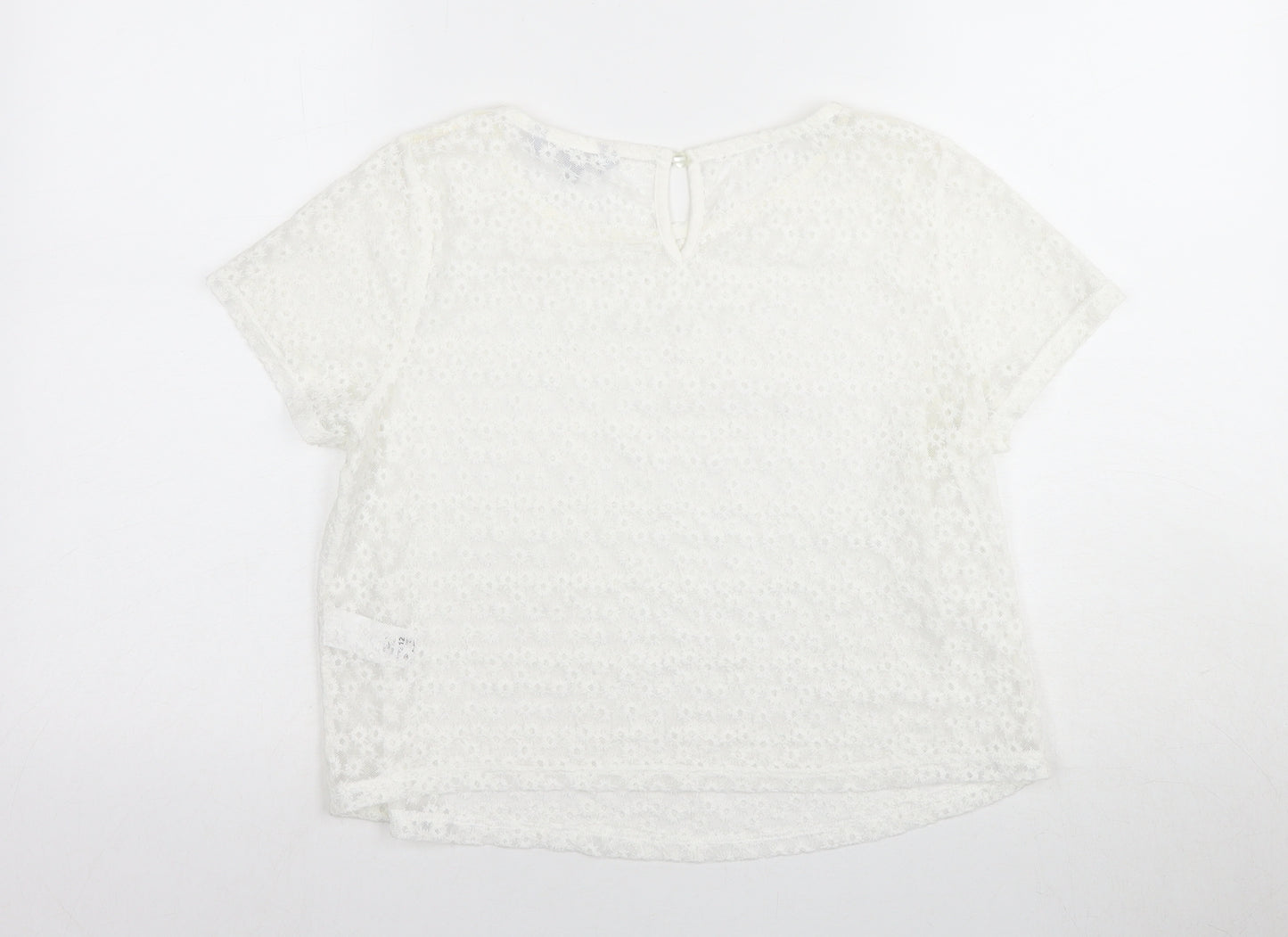 Red Herring Women's White Floral Lace Blouse Size 12