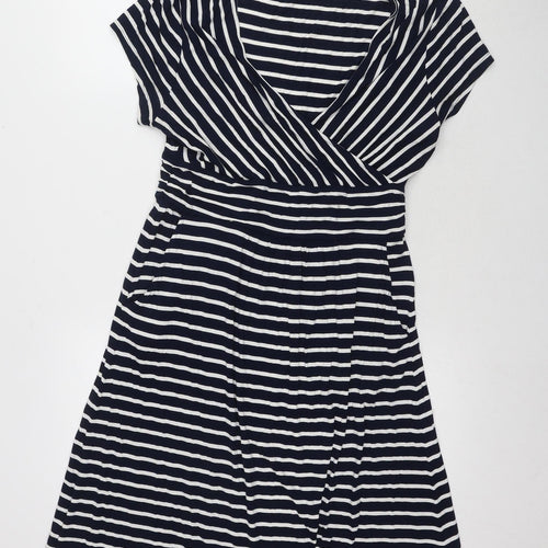 Lauren Women's Blue Striped A-Line Dress Size 10